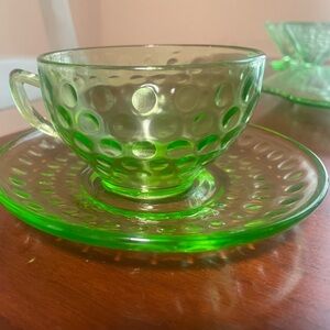 Depression Glass Tea Cup and Saucer